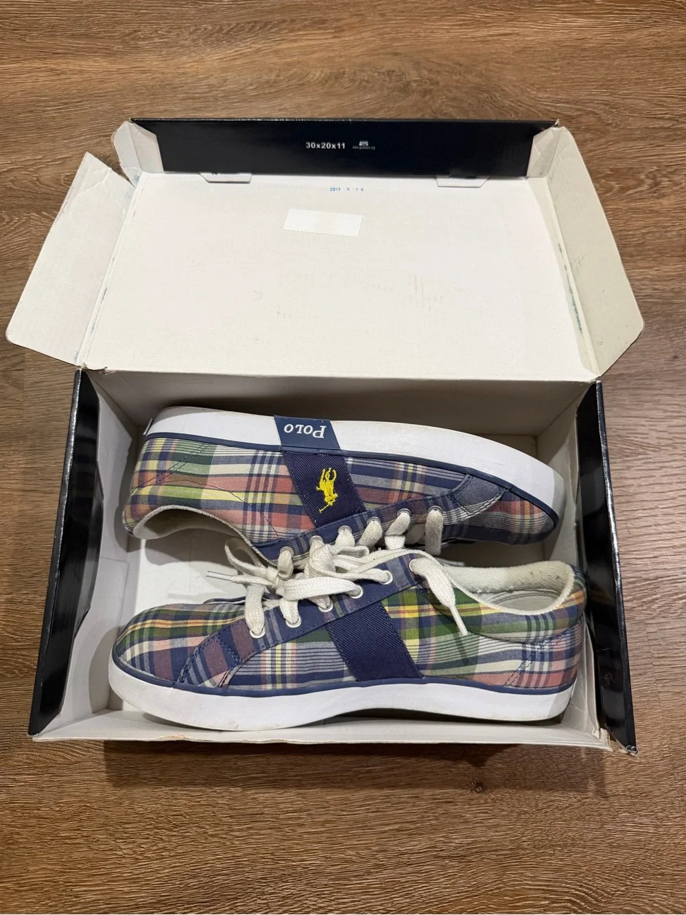 Polo Ralph Lauren Gillian Vintage BL Madras Plaid Sneakers Men’s 10B Narrow